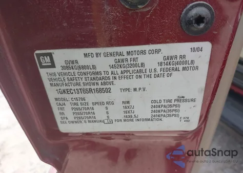 2005 GMC Yukon Slt from USA, damaged, VIN 1GKEC13T65R168502